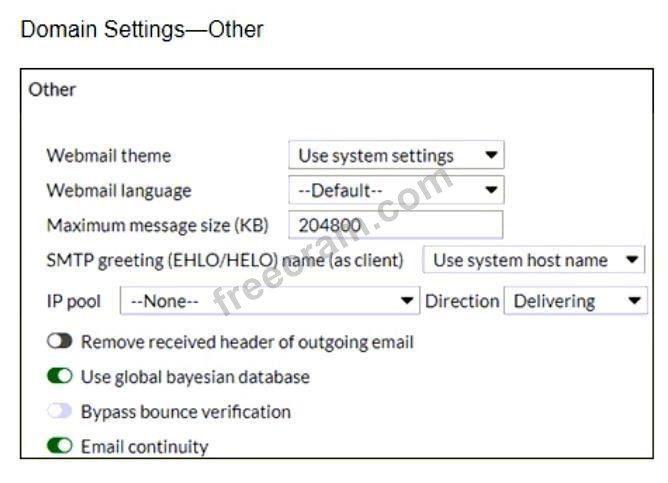 Fortinet NSE 6 - FortiMail 7.4 Administrator question 2